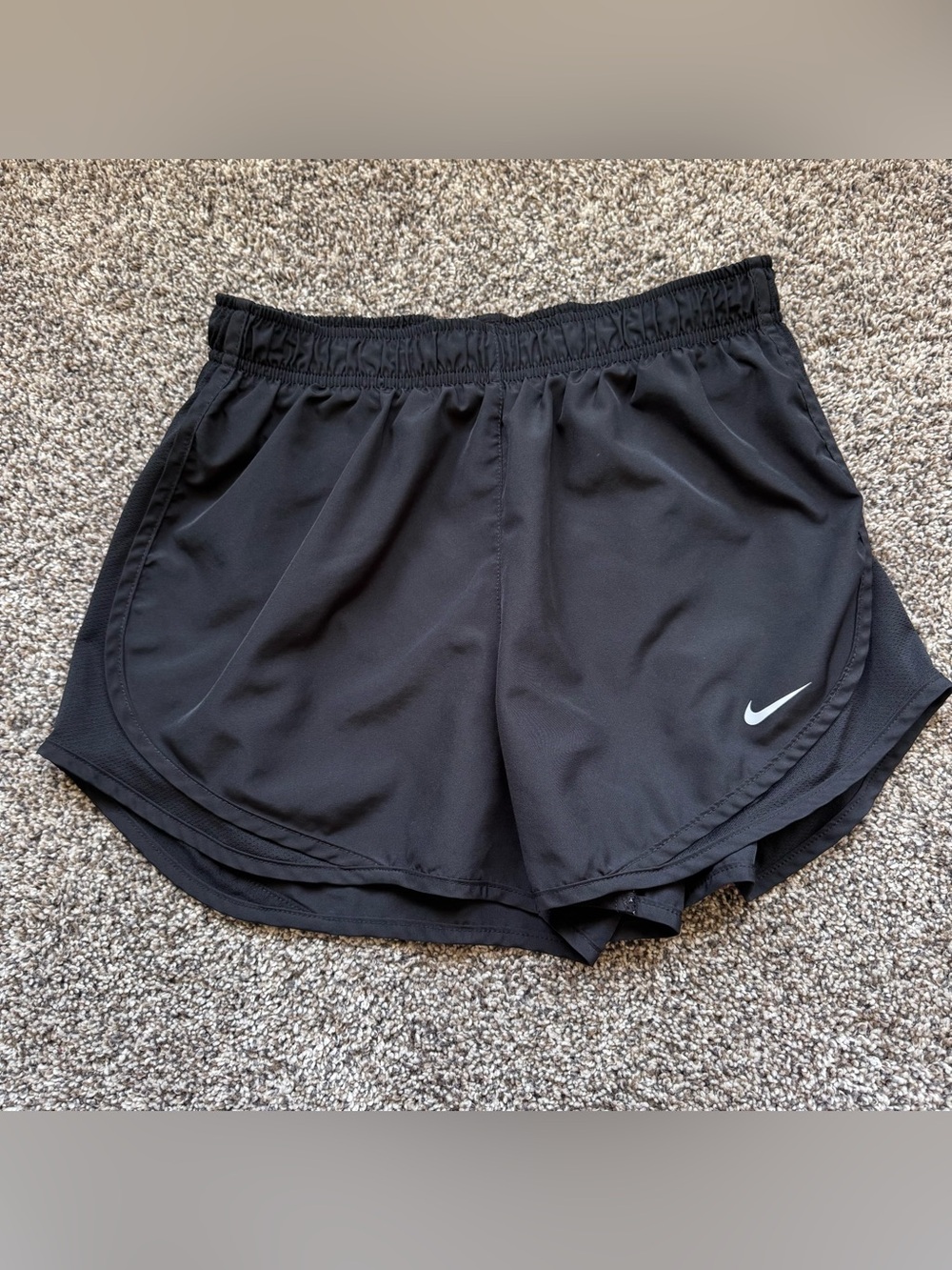 Nike Women's Black Athletic Running Shorts with White Swoosh